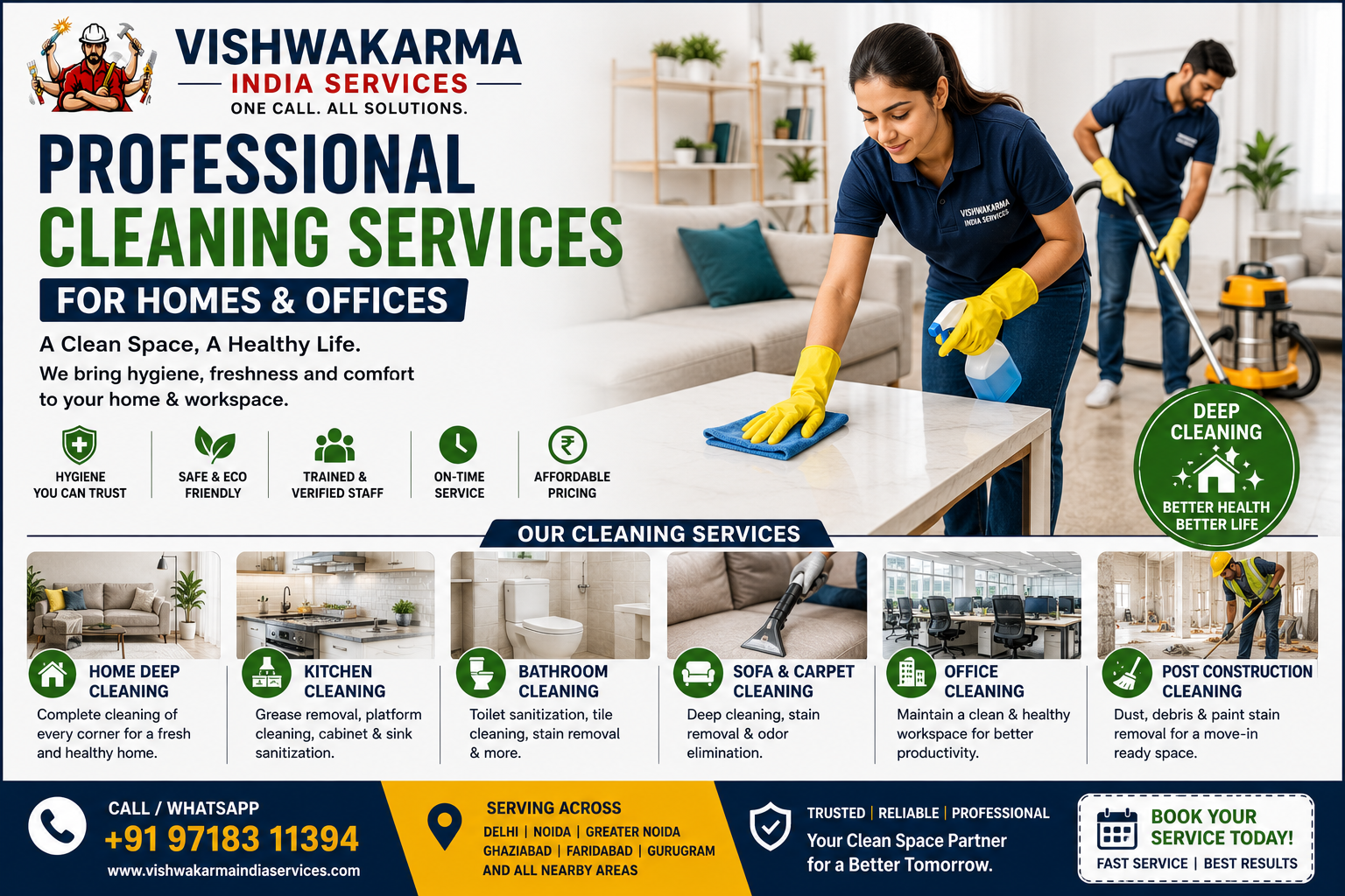 Professional Cleaning Services in Delhi NCR – Deep Cleaning Solutions for Homes & Offices